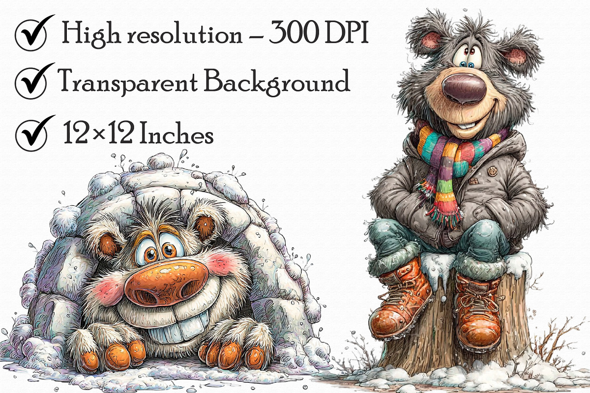 Funny Winter Bear Clipart, an Illustration by Libby Wishes (Photo 6 of 7)