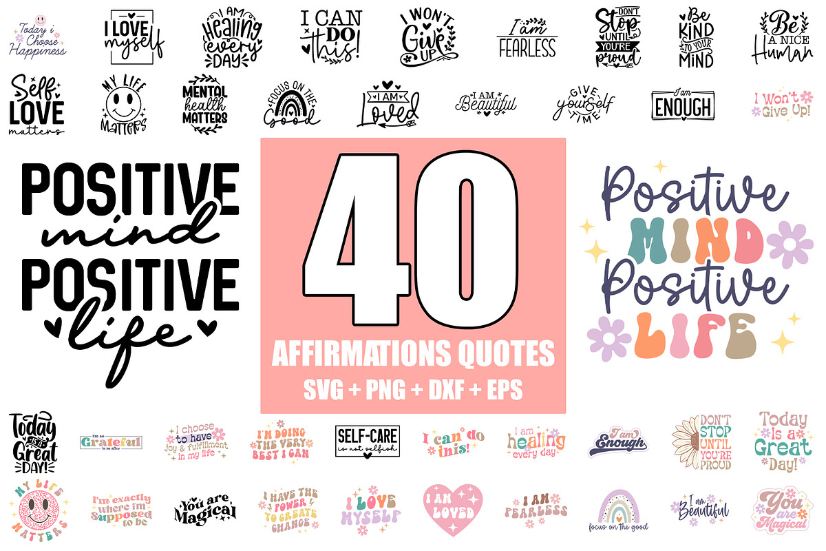Boho Affirmations quotes SVG Bundle, an Illustration by ZoomkSVG (Photo 1 of 6)