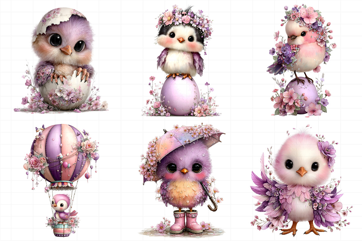 Whimsical Easter Birds Clipart, an Illustration by Daily.Designs (Photo 3 of 8)