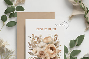 Elegant Rustic Beige Flowers Clipart