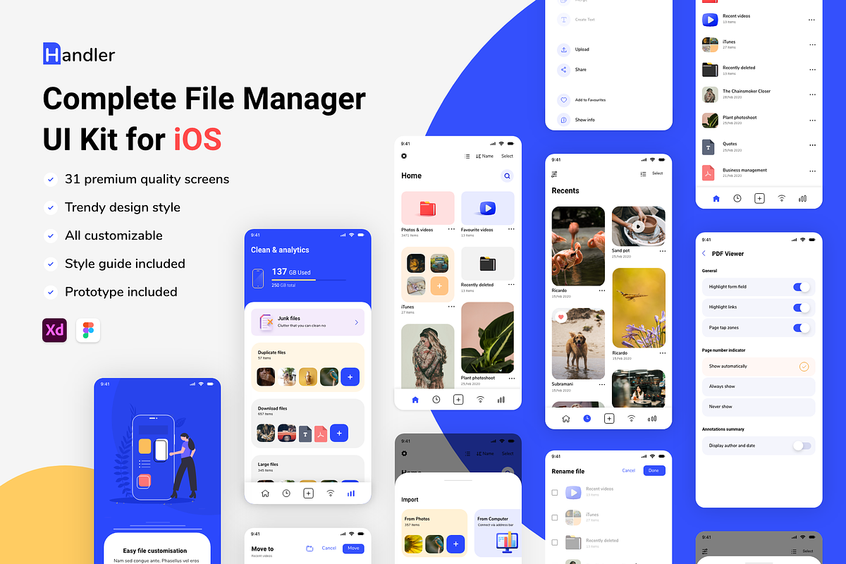 Handler - File Manage UI Kit for iOS, an App Template by Ragul Creates (Photo 1 of 8)