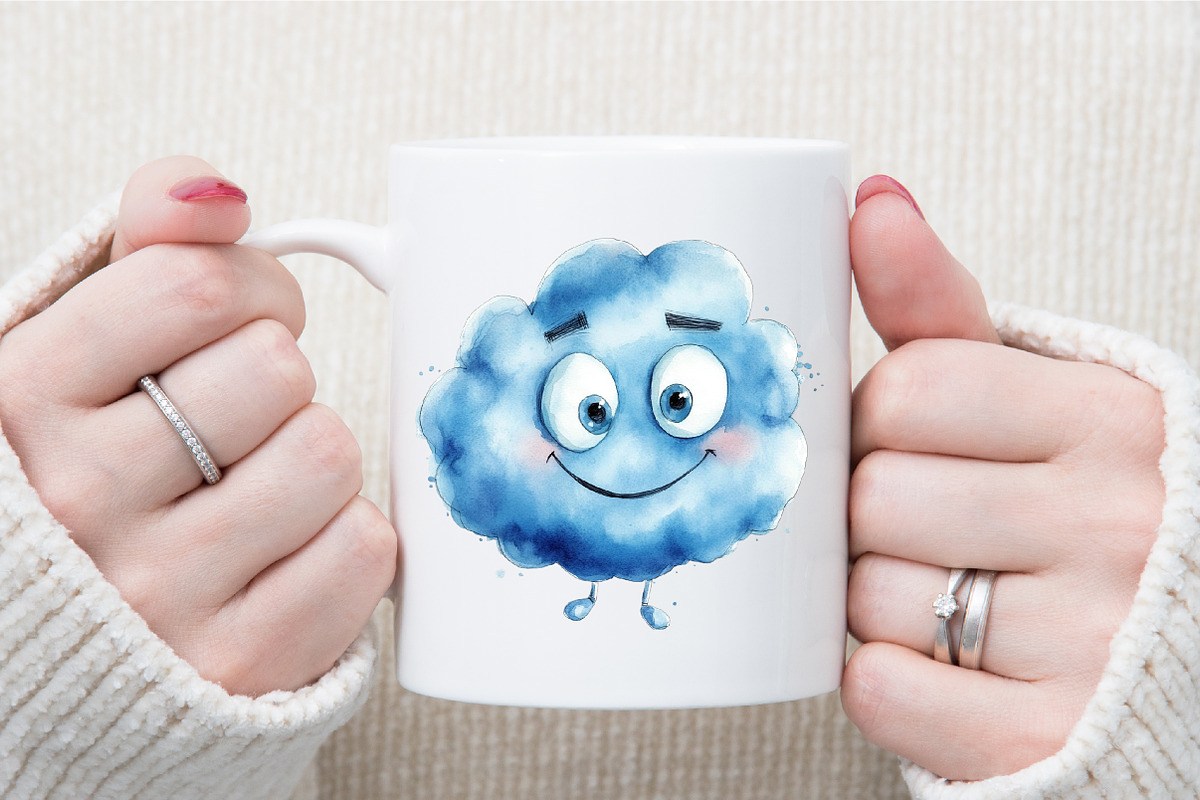 Blue Cloud Clipart, Blue Emoticon Cl, an Illustration by Sublimation Artist (Photo 5 of 6)