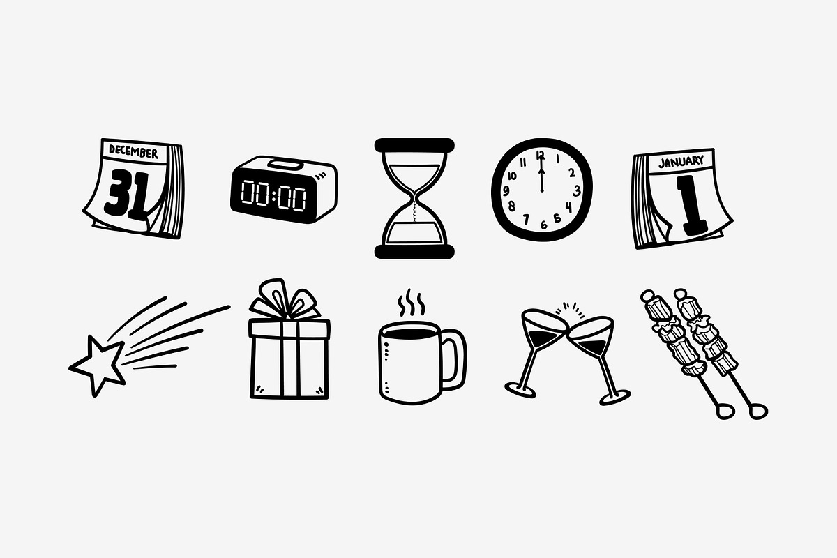 New Year Doodle Illustration Element, an Object Graphic by SLAB! Design (Photo 3 of 3)