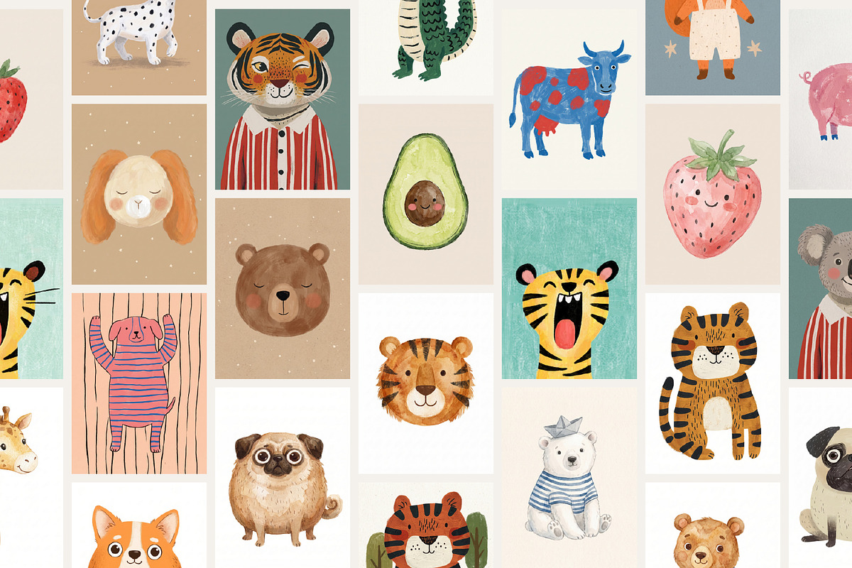 Kids Art Prints 100 Bundle, a Background Graphic by Tomasz Ganclerz (Photo 6 of 8)