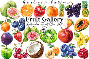 Watercolor Fruit Clip Art, an Illustration by DreamCafeArt