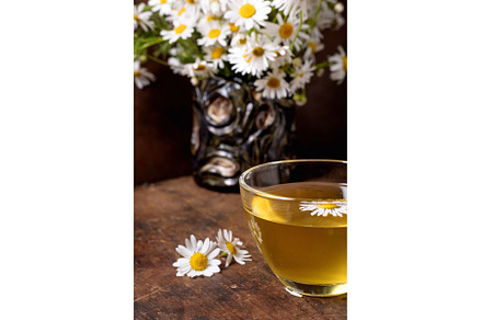 Chamomile Tea Cup with Fresh Daisy