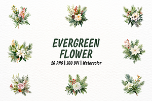 Realistic Evergreen Flowers Clipart, a Decorative Illustration by New-School-Wave