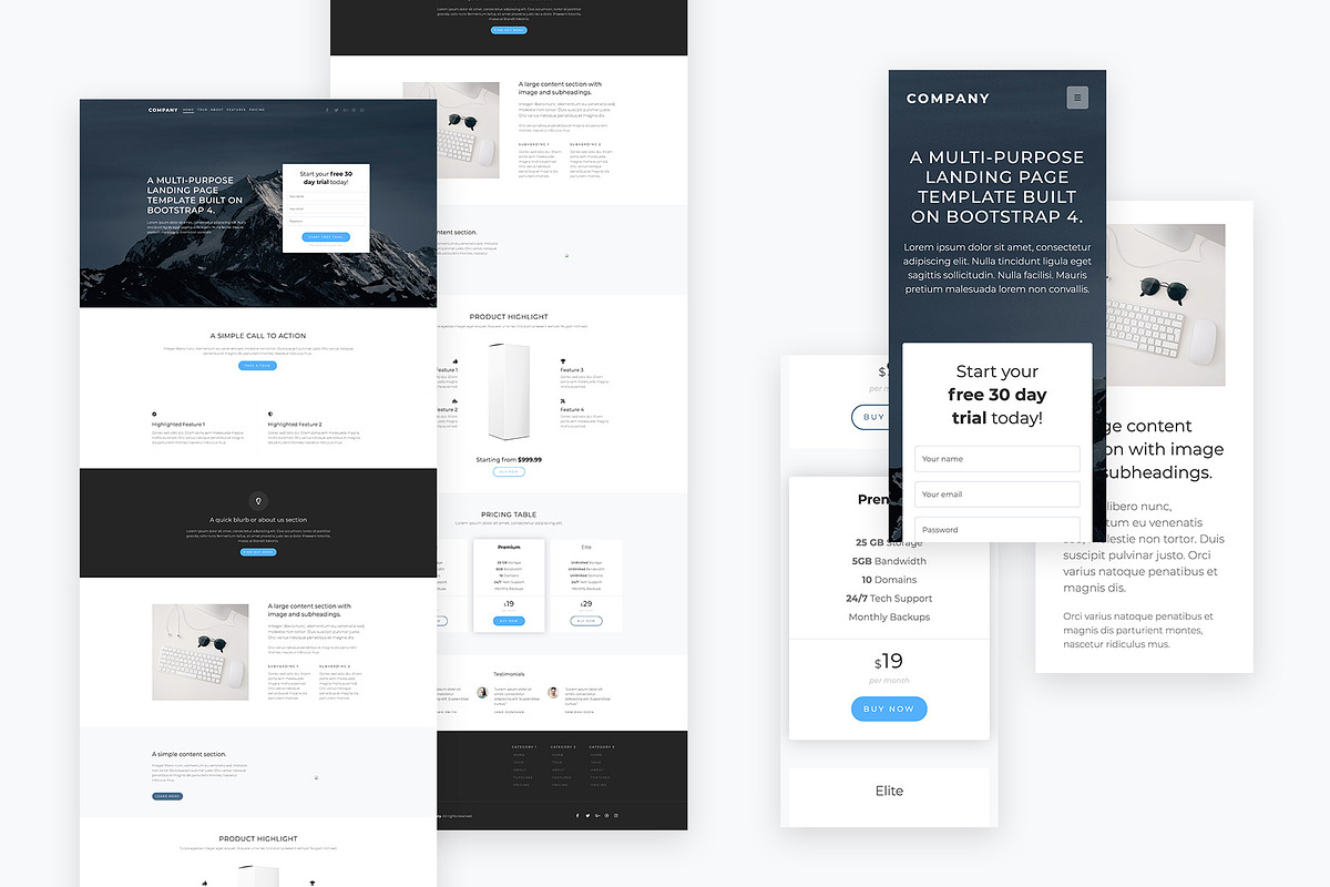 Multipurpose Landing Page Bootstrap, a Bootstrap Template by Medialoot