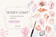 Sunny Coast Watercolor Set, a Seasonal Illustration by Irina Diasli (Thumbnail 1 of 13)
