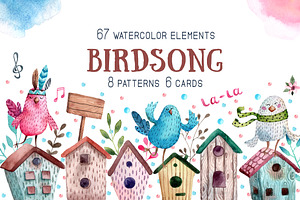 Birdsong - Watercolor Clip Art Set