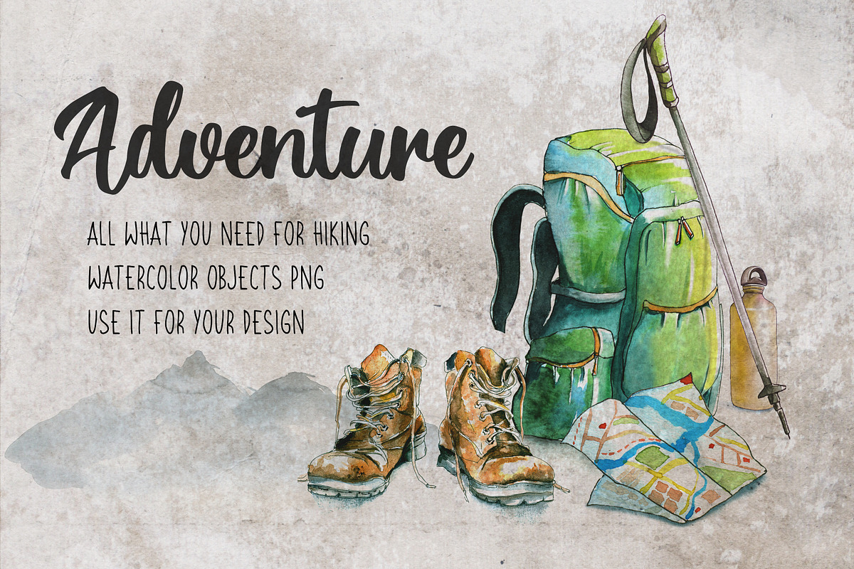 Wanderlust. Watercolor set., a Sport Illustration by iri-illustration (Photo 3 of 11)