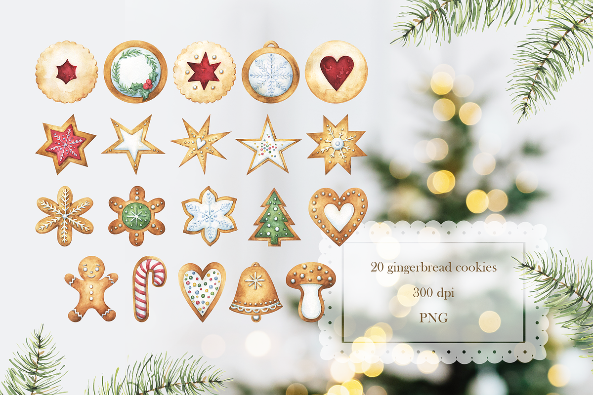 Christmas Gingerbread Cookies set, an Illustration by Tatiana Troian (Photo 2 of 4)