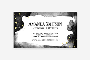 Watercolor & Gold Business Card