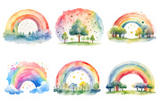 Watercolor rainbow set PNG clipart, a Seasonal Illustration by Whimsy Brush Studio (Thumbnail 2 of 6)