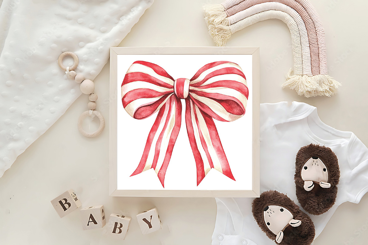Watercolor Christmas Bow Clipart, an Illustration by CraftArtStudio (Photo 6 of 6)