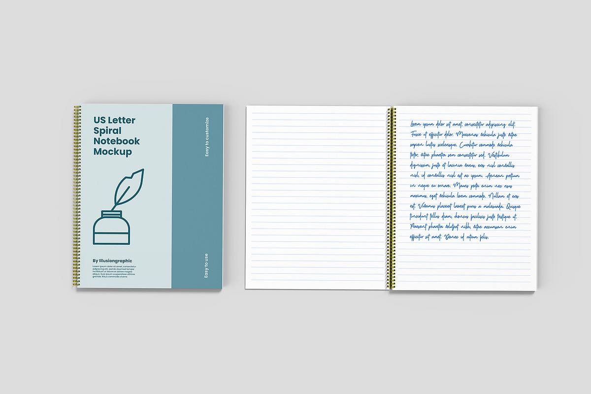 US Letter Spiral Notebook Mockup, a Books & Magazine Mockup by Illusiongraphic (Photo 9 of 32)