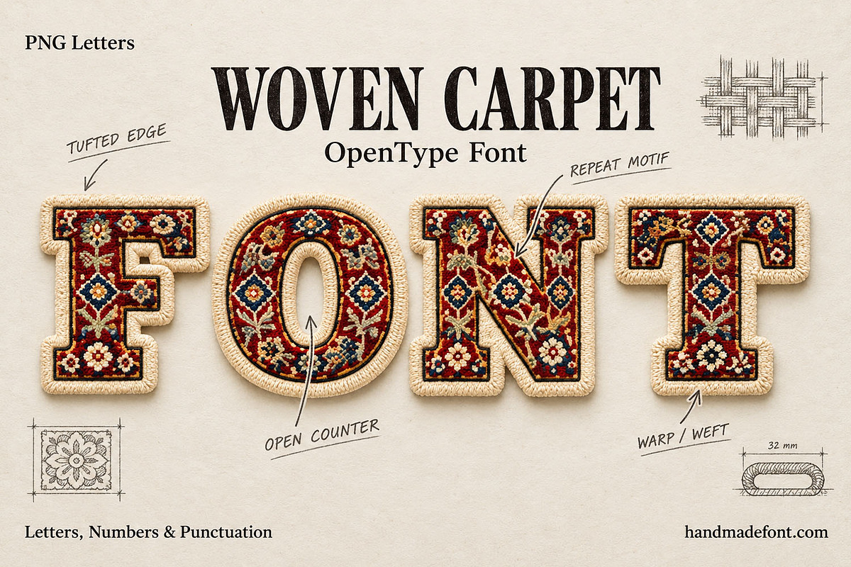 Woven Carpet Font, a Serif Font by Handmadefont (Photo 1 of 15)