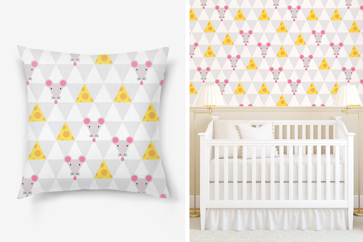 Mouse and cheese seamless pattern, a Pattern Graphic by Evgeniya Dzhumm (Photo 2 of 3)