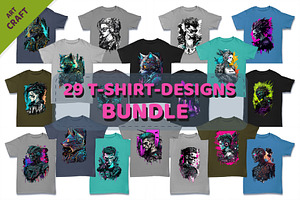 Bundle 29 T-Shirt-designs. Cyberpunk, an Animal Illustration by KENO Mascots