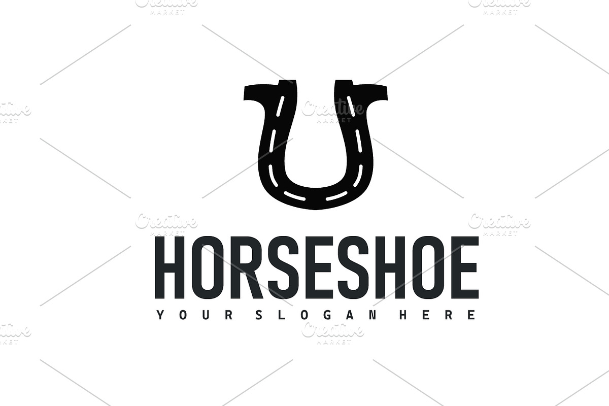 Horseshoe logo with minimalist black, a Branding & Logo Template by Maylianaw28