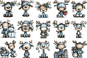 Cute Christmas Reindeer Clipart, an Illustration by Designking (Thumbnail 2 of 5)