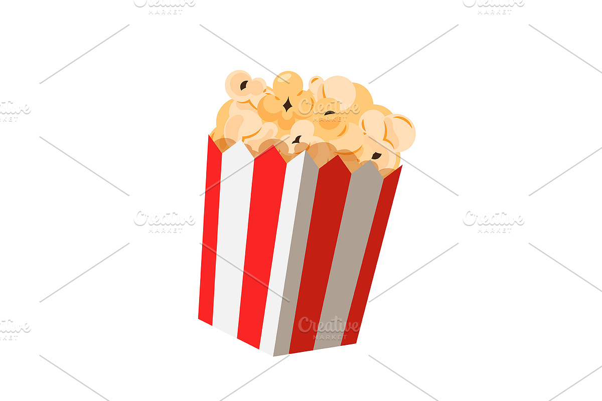 Popcorn packaging icon, a Food Illustration by Elen_Art