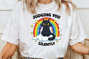 Judging you silently funny cat desig, an Illustration by DreamCafeArt (Thumbnail 6 of 6)