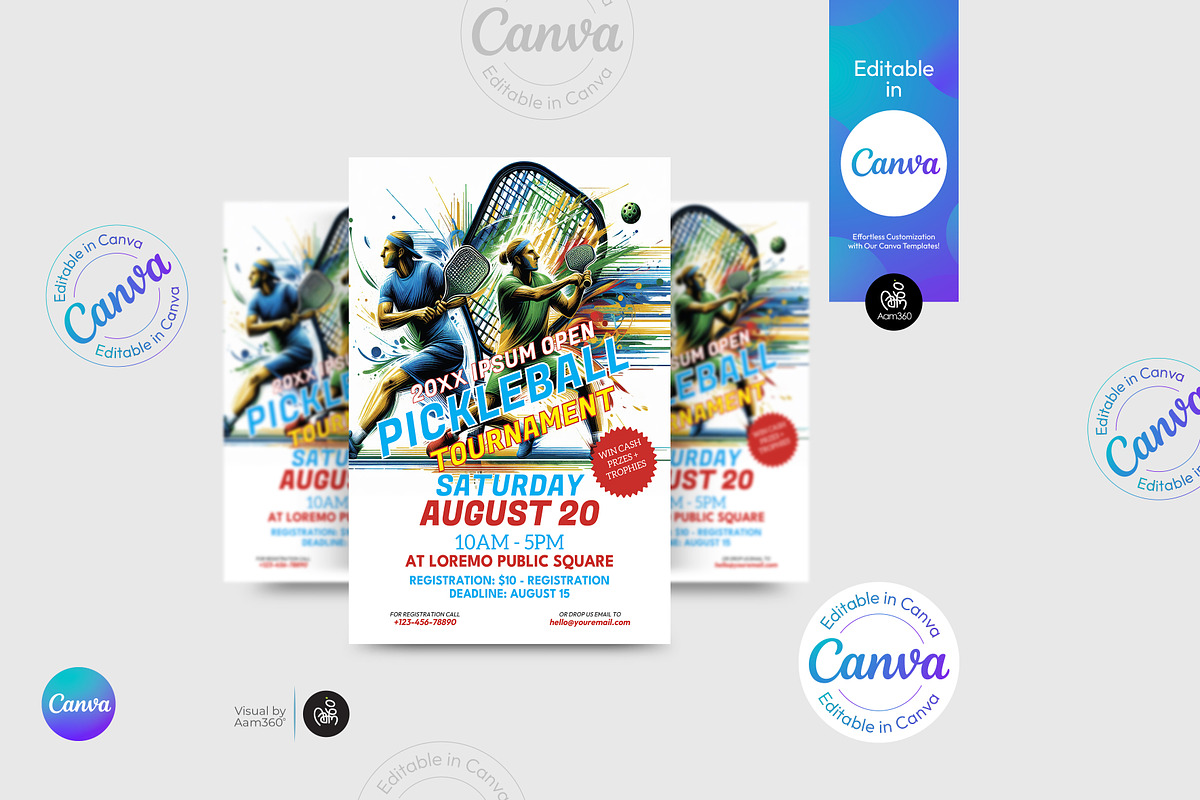 Canva Editable Pickleball Flyer, a Flyer Template by Aam360 (Photo 3 of 3)