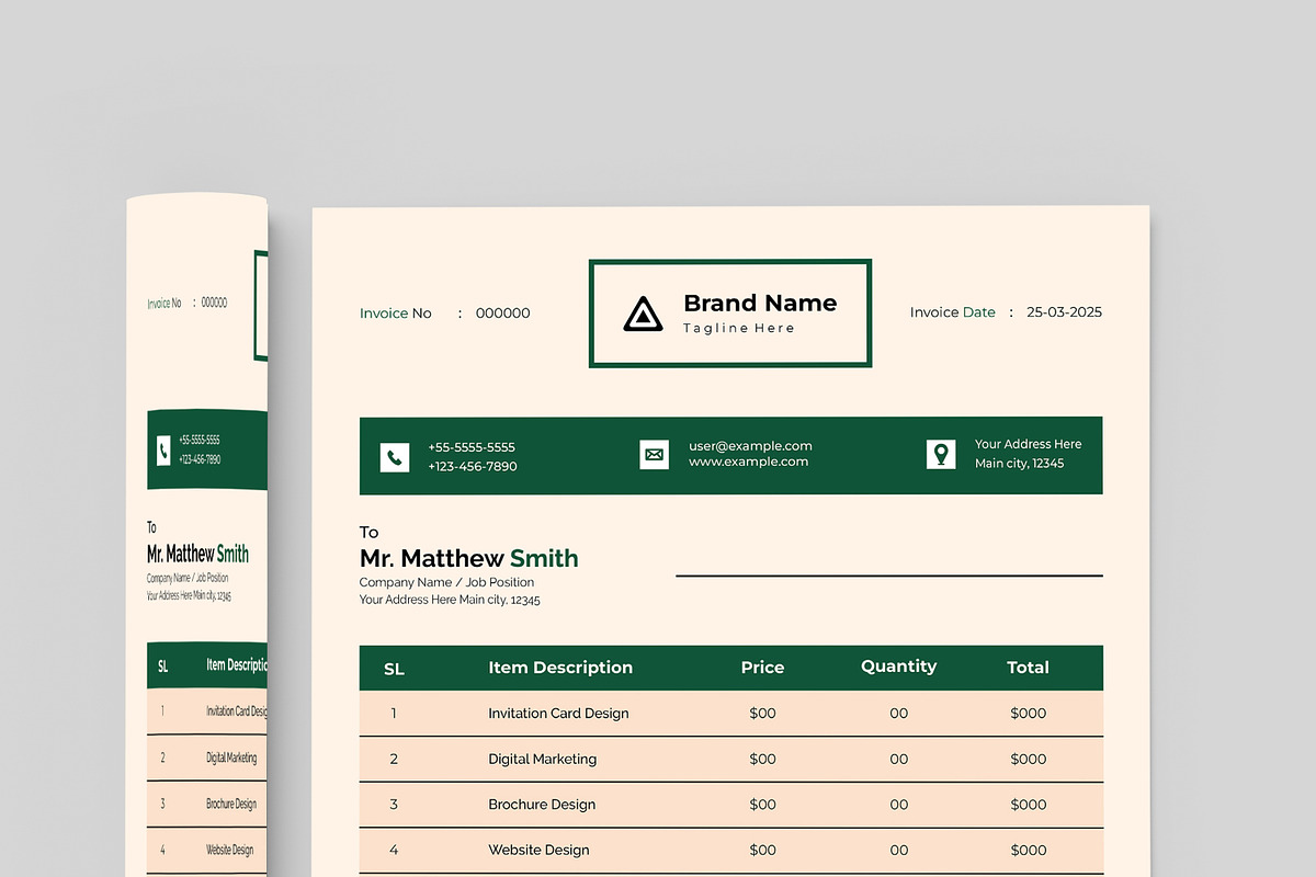 Invoice Design Layout, a Stationery Template by MightyDesign (Photo 2 of 8)