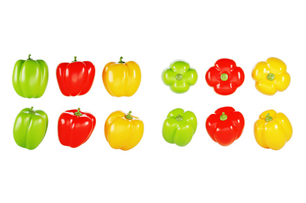 3d set of bell pepper in different, a Food & Drink 3D Model by Marozhkastudio