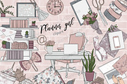 Planner Girl Clipart, a Work Illustration by GlamArtZhanna (Thumbnail 1 of 3)