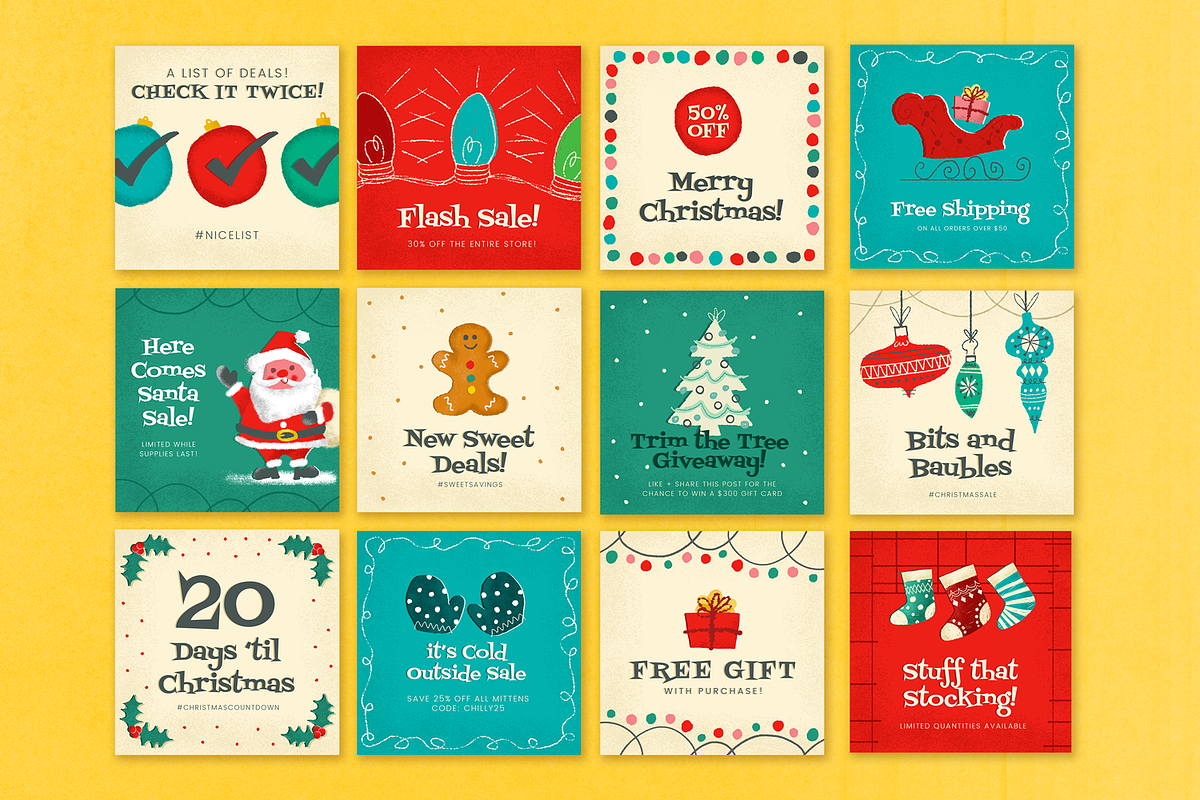 Mid-Century Christmas Social Pack, a Social Media Template by Hues of Hodges (Photo 3 of 6)
