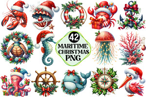 Merry Maritime Christmas Clipart, an Illustration by Pixels.Craft