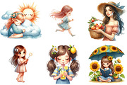 Whimsical Summer Girl Clipart, an Illustration by Pixels.Craft (Thumbnail 3 of 9)