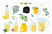 Lemons patterns and lemonade set, a Food Illustration by Letto studio (Thumbnail 6 of 6)