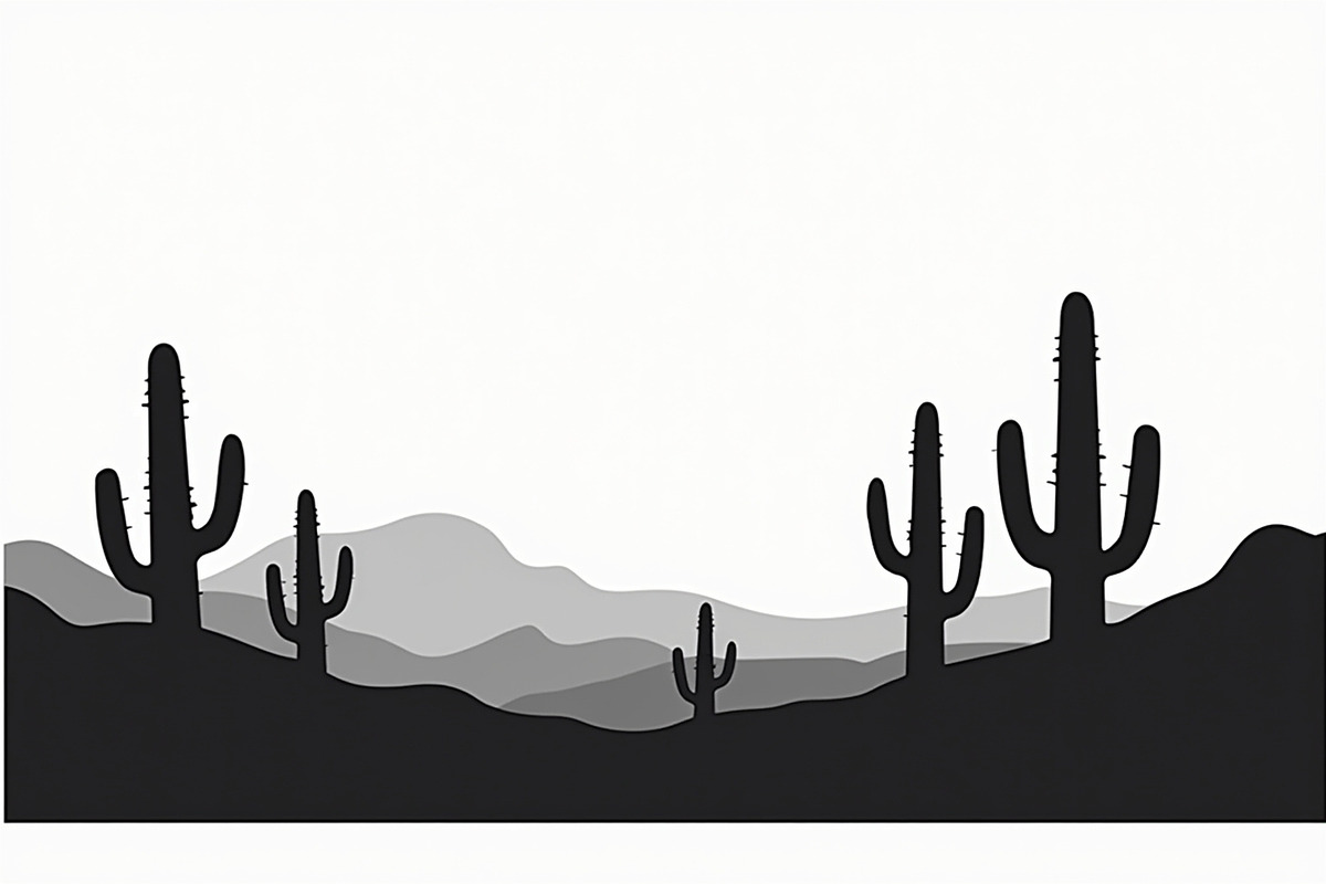 Cactus Desert Landscape Silhouette, an Illustration by abu67222 (Photo 15 of 15)