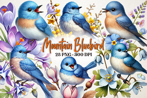 Spring Mountain Bluebird clipart, a Work Illustration by OK Design