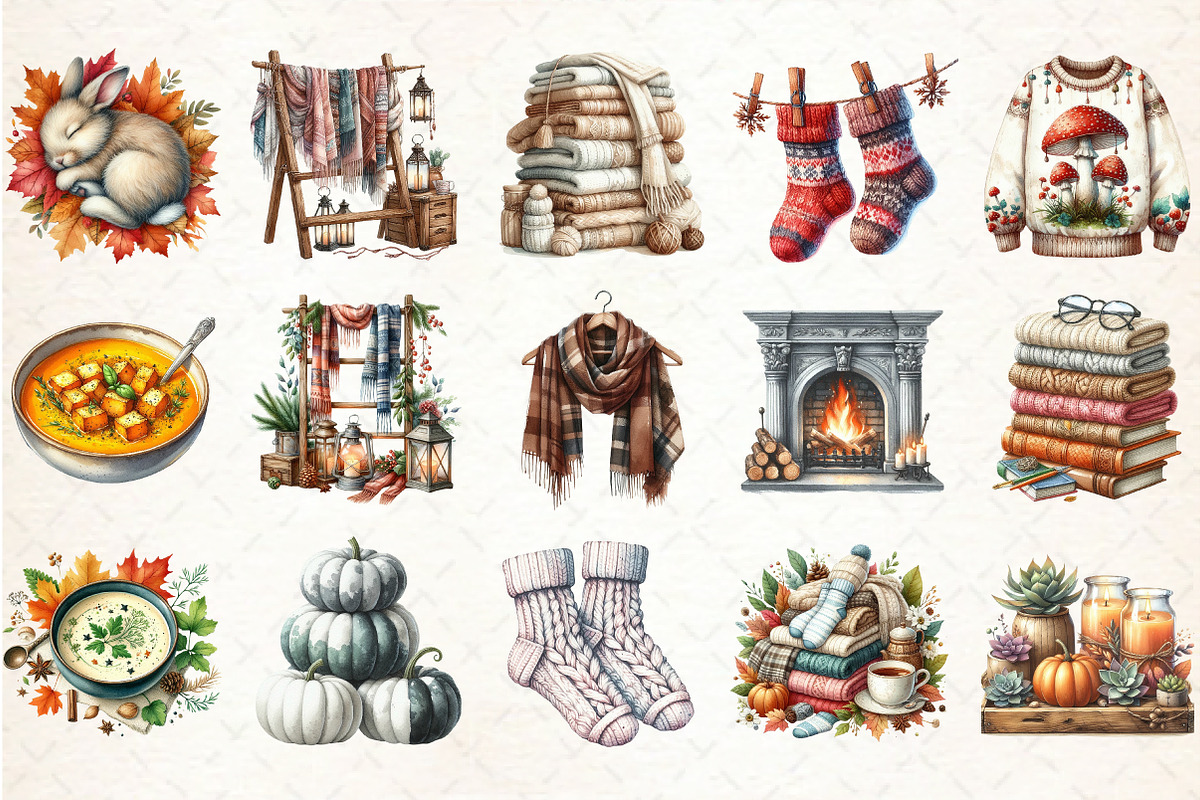Watercolor Neutral Autumn Clipart, an Illustration by Libby Wishes (Photo 3 of 4)