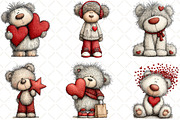 Whimsical Valentine Teddy Clipart, an Illustration by Black Bird Studio (Thumbnail 4 of 6)