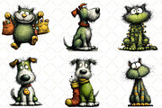 Whimsical Christmas Dog Cat Clipart, an Animal Illustration by Black Bird Studio (Thumbnail 2 of 6)