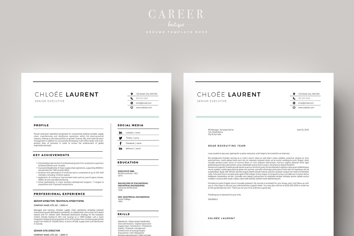 Modern Resume & CoverLetter Template, a Resume Template by careerboutique (Photo 3 of 6)