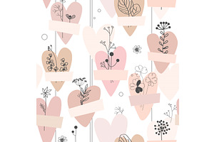 Taped Hearts With Dried Plants