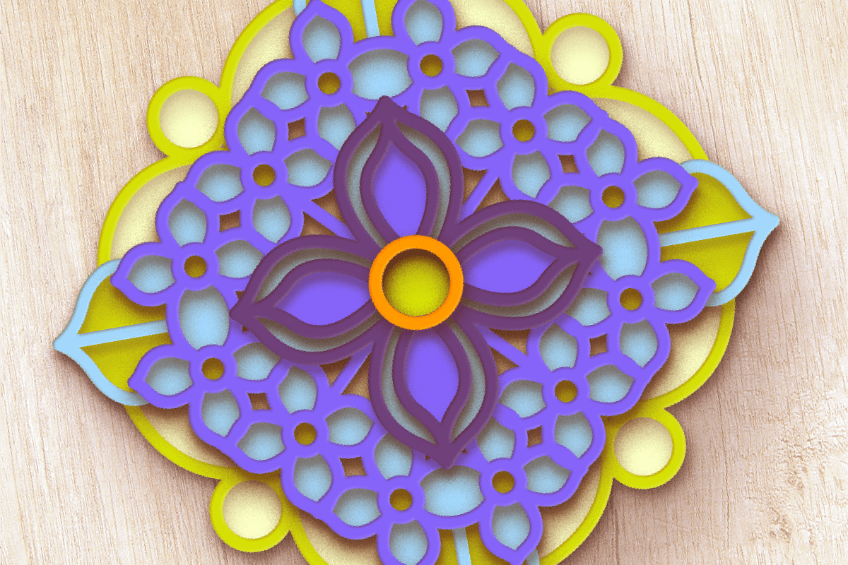 3D Lilac Flower Mandala - SVG Cut Fi, an Object Graphic by Arshad Ali (Photo 6 of 8)
