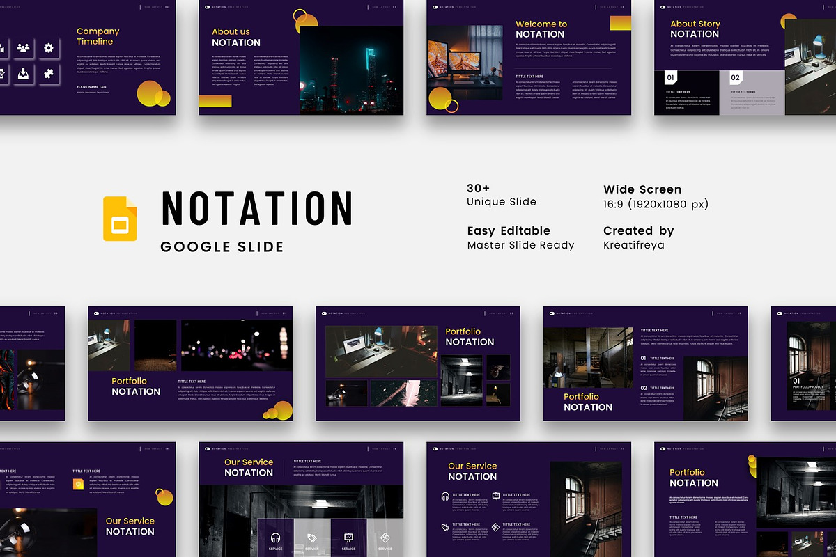 NOTATION - Google Slide Template, a Presentation Template by kreatifreya