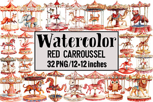 Red Carroussel, an Illustration by Design Market