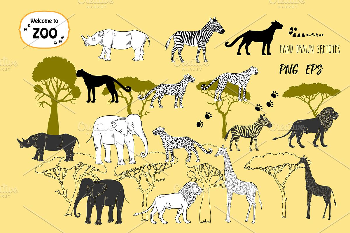 Savanna Animals clip art, an Animal Illustration by Nataliapiache (Photo 3 of 10)
