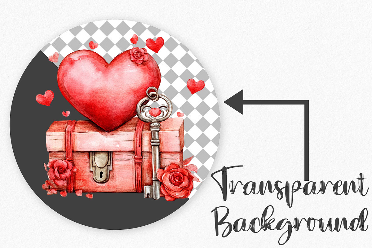 Watercolor Valentine's Day Clipart, an Illustration by Canvas Craft (Photo 2 of 6)
