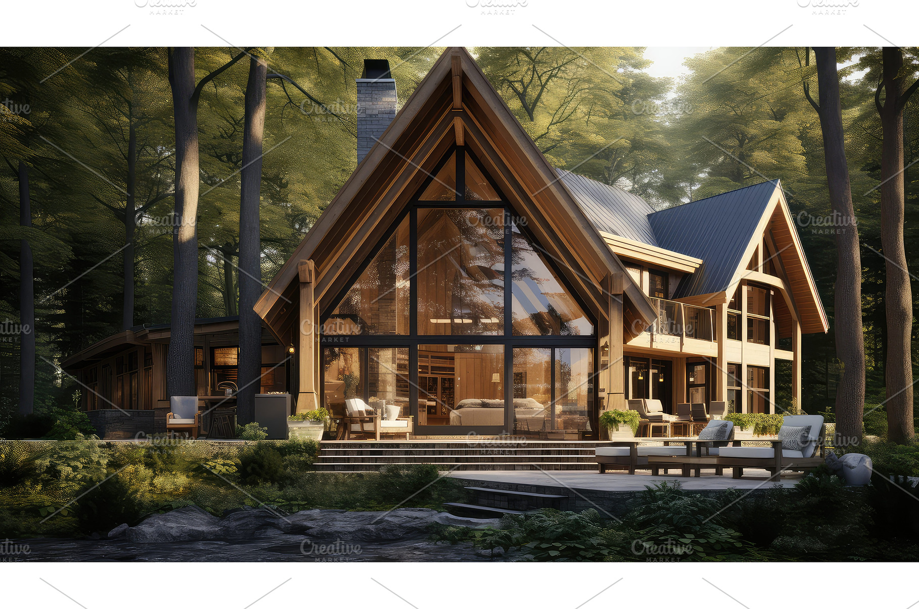 steep site timber frame ai generated, an Architecture Photo by pikepicture