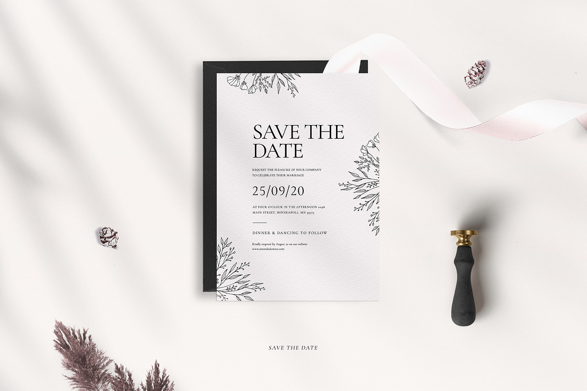 Minimal Sketch Floral Wedding Suite, an Invitation Template by Azka Creative (Photo 3 of 8)