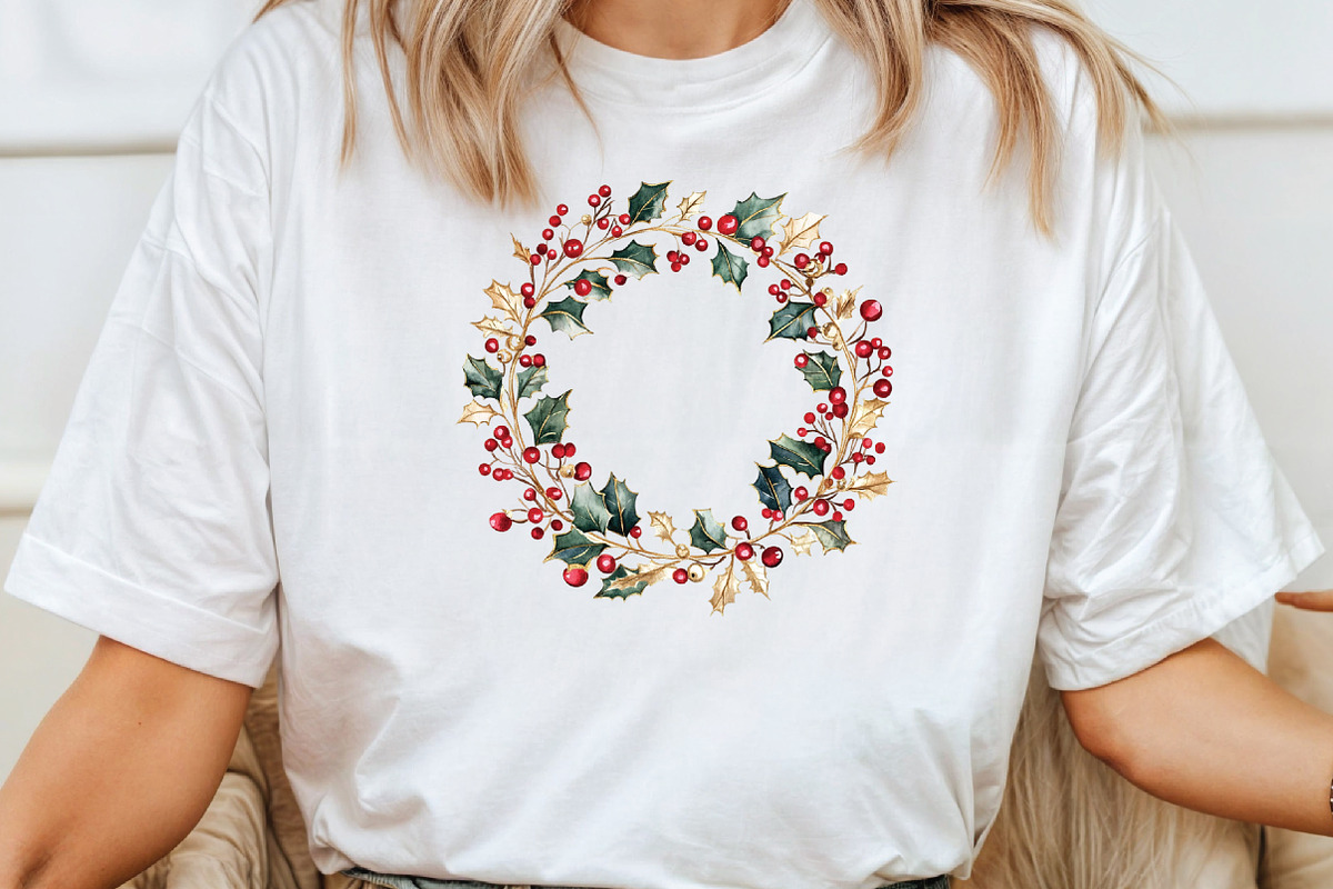 Red Gold Christmas Watercolor Clipar, an Illustration by CraftArtStudio (Photo 4 of 6)